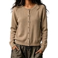 thumbnail image 3 of Cardigan Sweaters for Women Oversized Knit Button Up Cardigan Khaki XS, 3 of 6