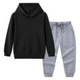 thumbnail image 2 of Toddlers and Kids Sweatsuits 2 Piece Tracksuit Hoodie and Jogger Pant Sets Boys Girls 12M-11Y Fall Sports Outfits (12 Months, Black 01), 2 of 7