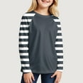 thumbnail image 2 of Linfrsh Toddler Long Sleeve Shirt Girl Girls Shirts Casual Long Sleeve Crewneck Loose Striped Sweatshirts Pullover Tops Dark Gray,7-8 Years, 2 of 5