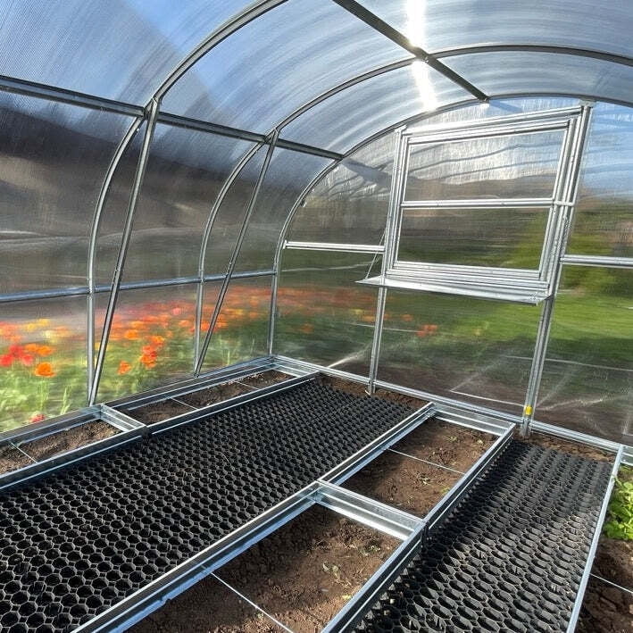 10x20ft Polycarbonate Outdoor Greenhouse, Walk-in Green House with Galvanized Steel Frame for Backyard Gardening