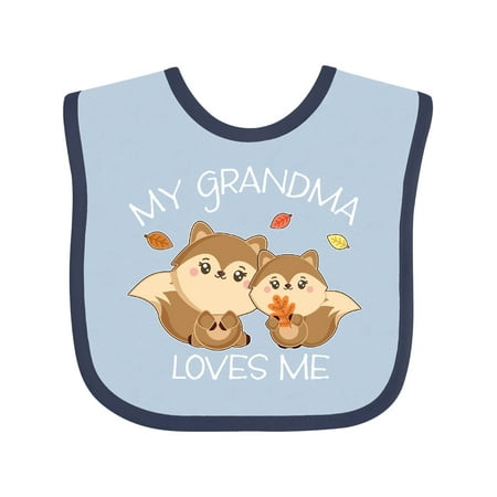 

Inktastic My Grandma Loves Me with Cute Squirrels in Autumn Gift Baby Boy or Baby Girl Bib