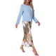 thumbnail image 4 of Conjunto de lounge para mujeres INSPIRE CHIC, camiseta de manga larga floral, pantalones capri suaves y elásticos, sets de pijama de 2 piezas, ropa de casa 2XL azul, 4 of 6