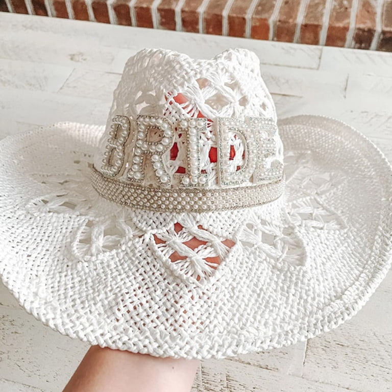 Hollow Out Wedding Party Bride Cowgirl Hat Wide Brim Bridal  display picture 1