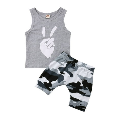 

Pudcoco Toddler Kids Baby Boys Tops T-shirt Camo Short Pants Outfits Set Clothes