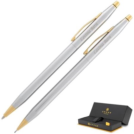 Cross Pen Set | Personalized Cross Classic Century Medalist Ballpoint Pen & Pencil Set. Engraved Set Includes Ballpoint, 0.7mm Pencil, and Gift Box.