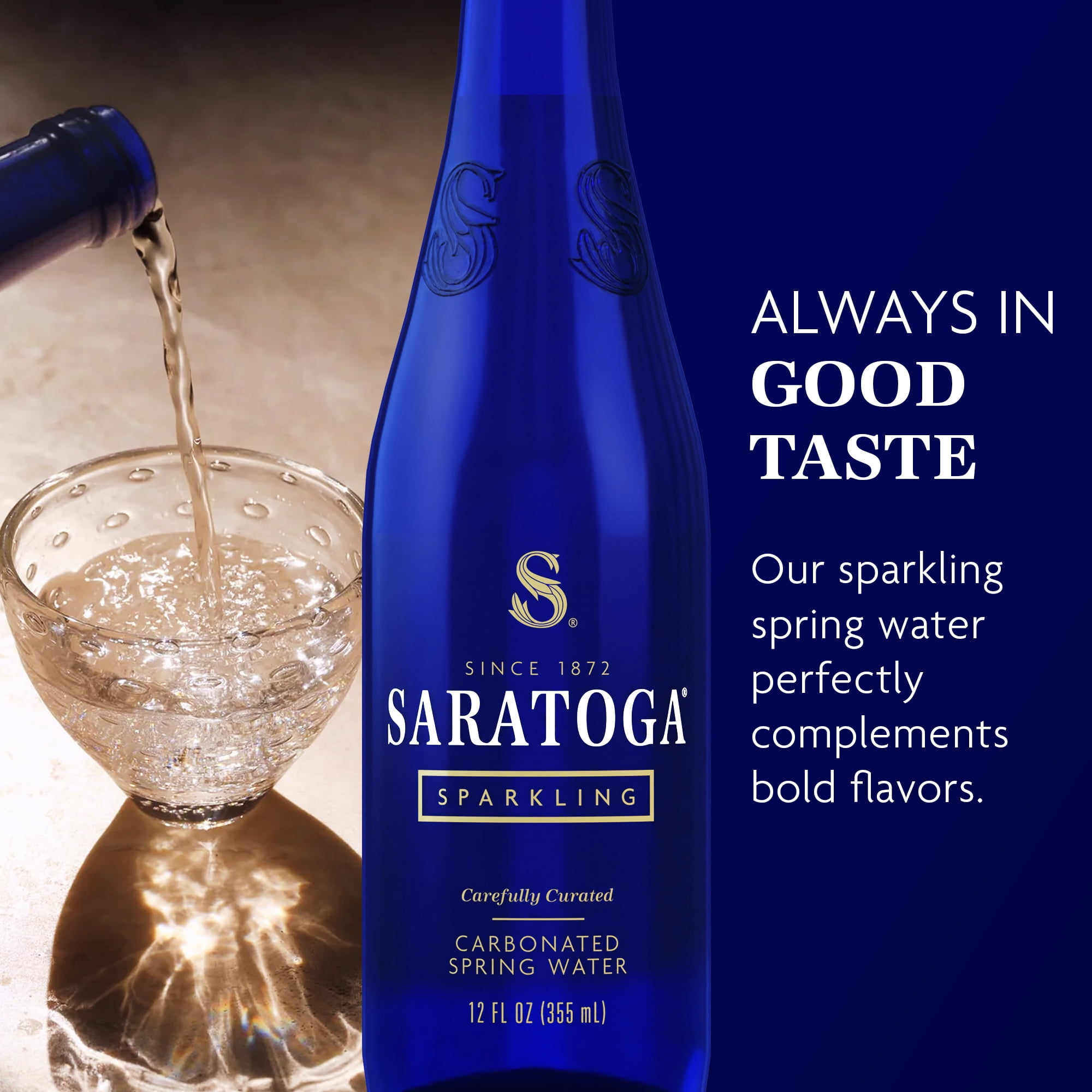 Saratoga Sparkling Spring Water, 12 fl oz, 12-pack Glass Bottles