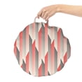 thumbnail image 2 of Abstract Round Floor Cushion with Handle, Rhythmic Rising Vertical Stripes in Retro Color Tones Illustration, Decorative Pillow for Living Room & Dorms, 18" Round, Dark Coral Ivory, by Ambesonne, 2 of 4