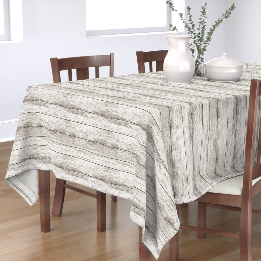 Cotton Sateen Tablecloth, 70" x 120" Bright Wood Woodgrain Rustic