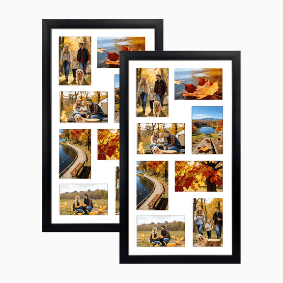 8 Opening 4x6 Collage Picture Frames, Horizontal and Vertical Black Multi Photo Frame for Wall Mount, Set of 2