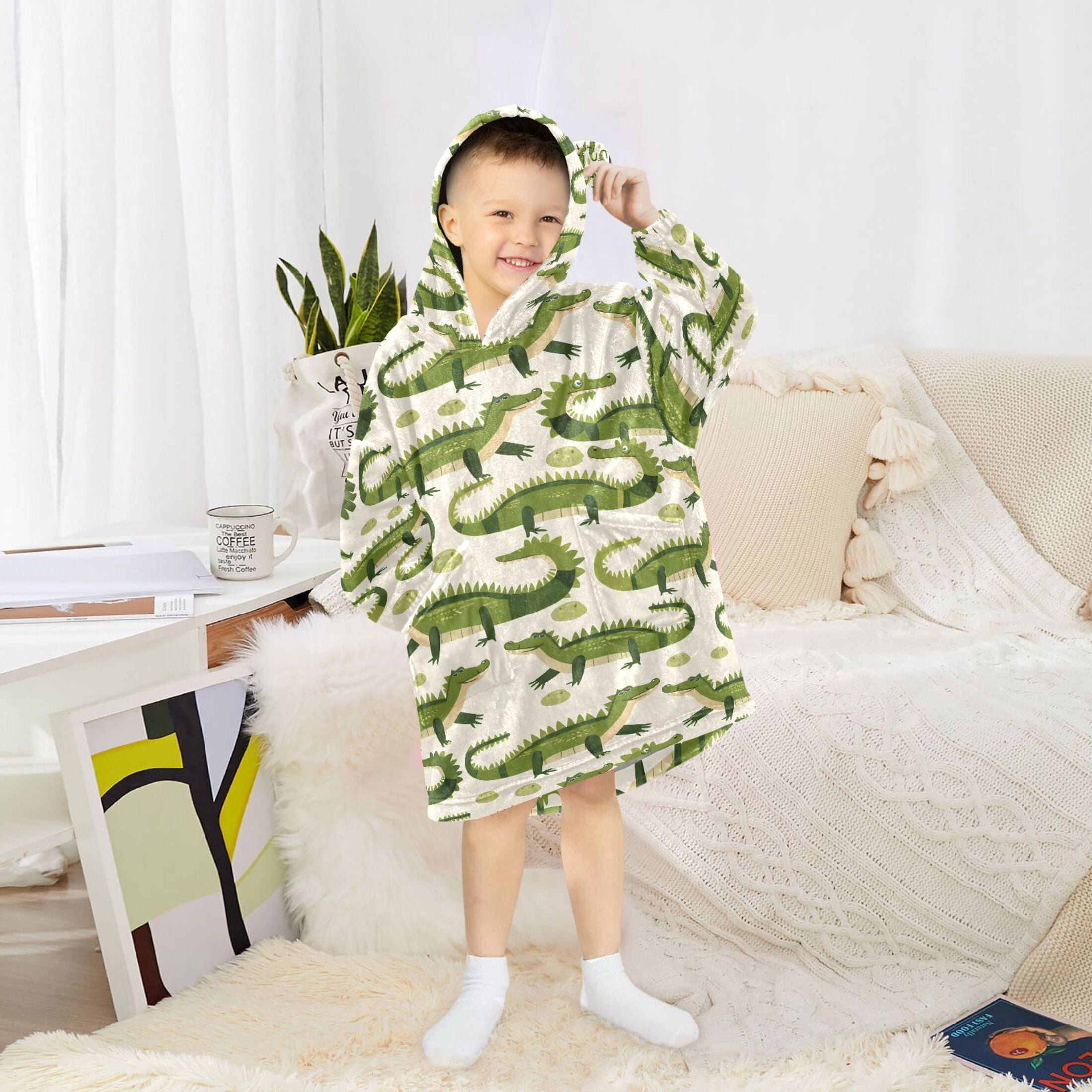 joogoo Blanket Hoodie for Cute Crocodile Oversize Sweatshirt 3-14 YR L