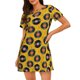 thumbnail image 1 of Balery Retro Vinyl Records Camisón de manga corta con cuello redondo para mujer, cómodo y elegante., 1 of 6