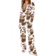 thumbnail image 2 of Puntoco Conjuntos de pijama cómodos para mujer Conjunto de pijama con camisa de cuello en V y manga larga con estampado navideño para otoño e invierno para mujer, 2 of 5