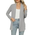 thumbnail image 3 of UVEASISHA Womens Lightweight Cardigans Open Front Long Sleeve Shrugs Solid Casual Duster Jacket with Pockets Gray S, 3 of 9