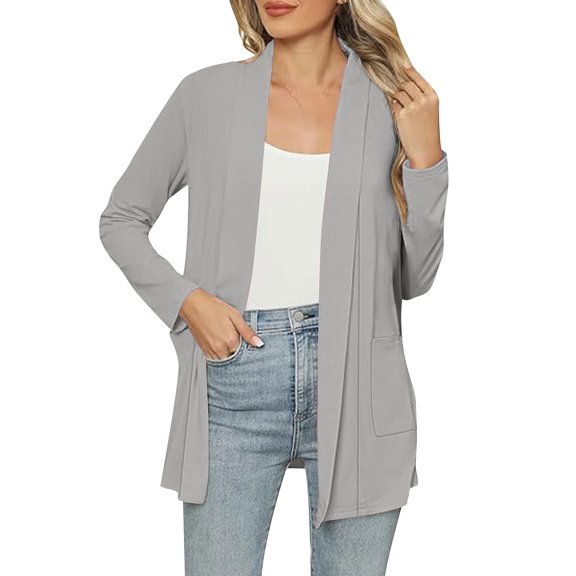 Womens Long Cardigan 2025 Fall Lightweight Long Sleeve Open Front Sweater with Pockets