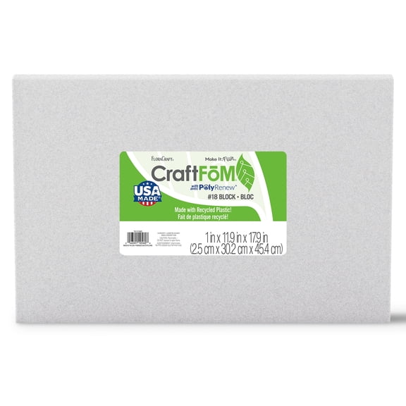 FloraCraft Foam CraftFom Block Pkg 18x12x1" White