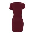 thumbnail image 5 of Summer Dresses for Women Under $10 Fashion Casual Color V-Neck Sexy Slim Short Sleeve Dress, 5 of 6