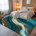 thumbnail image 5 of 6x9 Area Rugs, Teal Marble Non-Skid Rubber Backing Large Rectangle Rugs - Living Room Bedroom Home Office, Modern Abstract Gold Fluid Art Indoor Floor Mat Carpets Washable Rug, 5 of 9