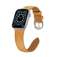 thumbnail image 4 of Wave Grain Compatible with Apple Watch Band 49mm 45mm 44mm 42mm, Genuine Leather Band Replacement Strap Compatible with iWatch Ultra 2/1 Series 9/8/7/6/5/4/3/2/1/SE2/SE,Khaki, 4 of 7