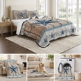thumbnail image 6 of Twin Quilt Set 68''x86'', Texas Star Rustic Lightweight Summer Bedspread Coverlet Set with 2 Pillow Shams, Country Blue Berry Brown Wooden Plank Breathable All Season Quilt Bedding for Dorm/Bedroom, 6 of 9
