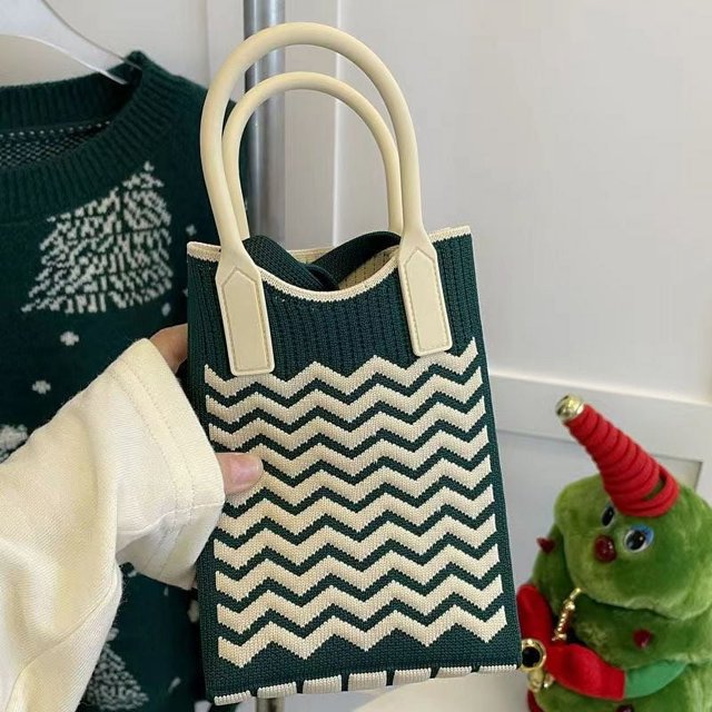 Granjero Gordo Bolso de mano tejido y bolsas de cosméticos, bolso de mano tejido elegante de playa de verano, bolso de hombro de 4,72 x 1,96 x 6,69 pulgadas (verde)