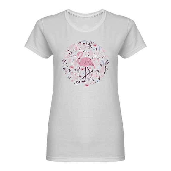 Flamingo Pink Bird Design  Shaped T-Shirt Women -Image by Shutterstock, Female x-Large