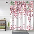 thumbnail image 5 of Pink Green Leaves Valentines Day Shower Curtain, Spring Eucalyptus Leaves Shower Curtain Set with Hooks, Winter Holiday Waterproof Fabric Shower Curtains for Bathroom Decor, 72x72 Inch Bath Curtain, 5 of 6