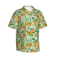 thumbnail image 3 of Xecao Tangerine print Hawaiian shirt - a stylish short-sleeve button-down for men, perfect for casual beach and tropical outings., 3 of 9