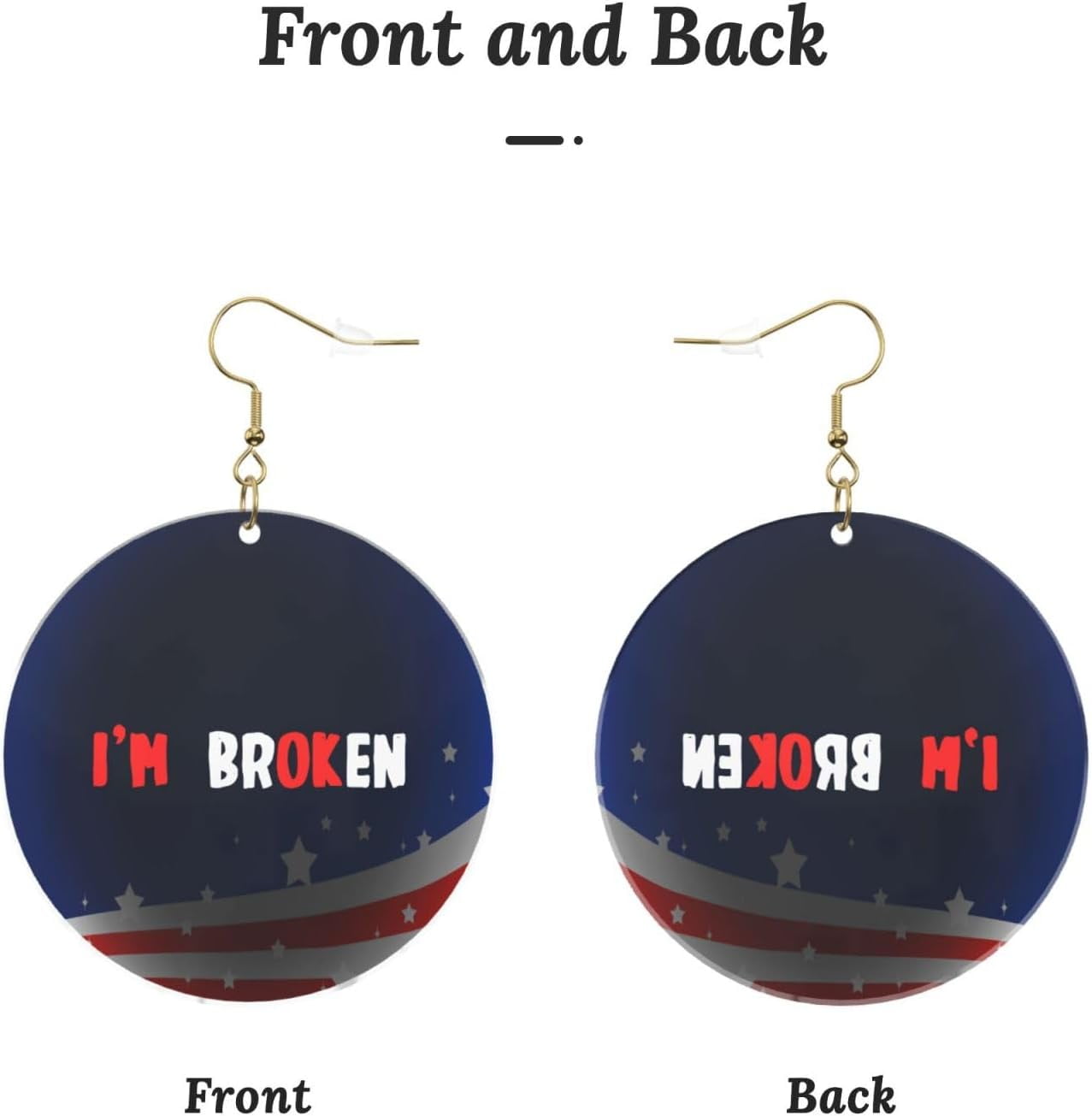 I'M Broken Professional Stylish Round Acrylic Earrings Lightweight Versatile For All Occasions[v472]