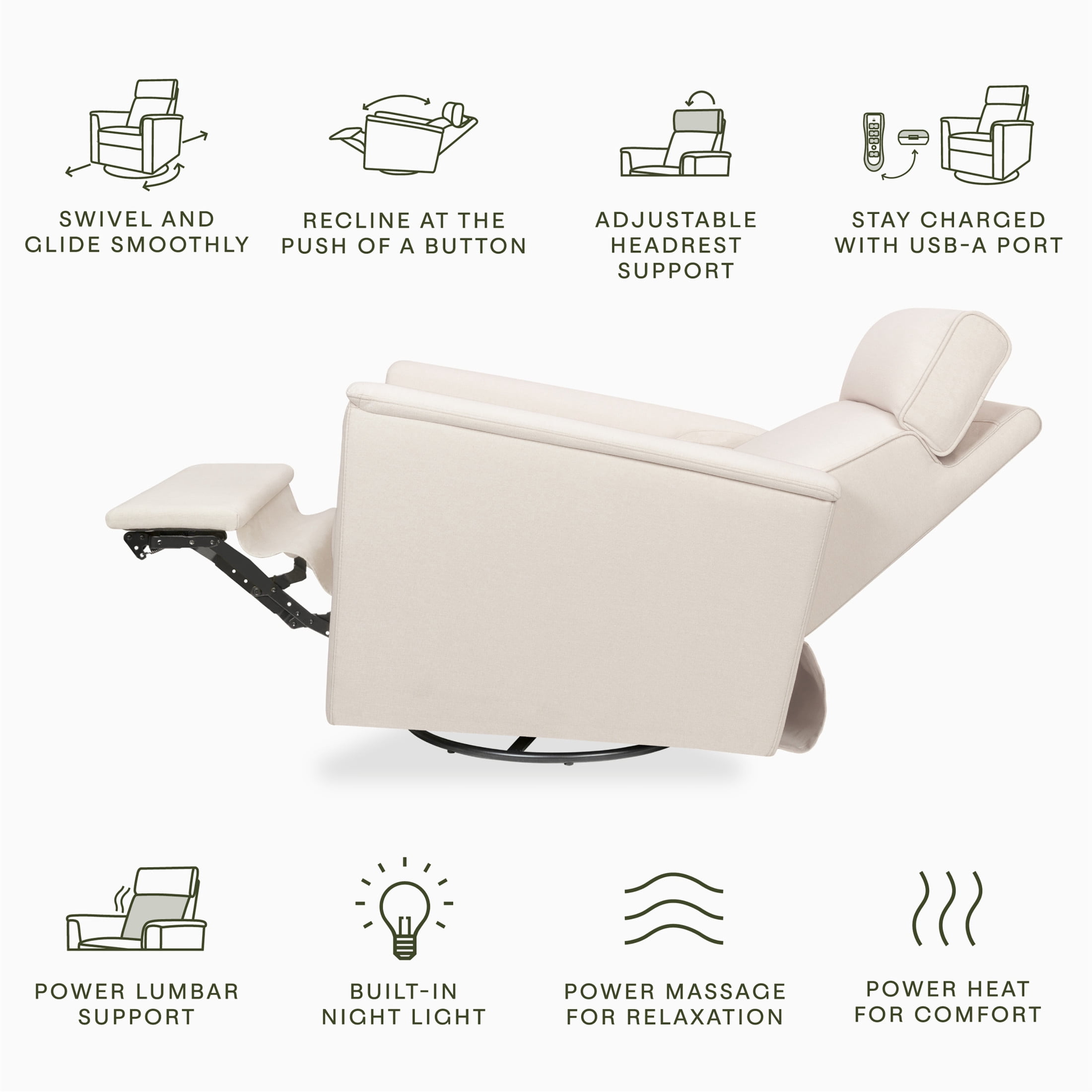 Namesake Willa Deluxe Power Recliner and Swivel Glider with Heat and Massage