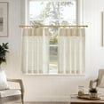 thumbnail image 2 of Linen Pinch Pleated Kitchen Curtains 36 Inch 2 Panels Natural Tier Back Tab Beige Farmhouse Cafe Light Filtering Small Window Drapes for Bathroom Laundry Room, 2 of 5