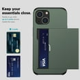 thumbnail image 4 of for iPhone 12 Mini Wallet Case with Sliding Door Hidden Pocket Credit Card Holder Dual Layer Heavy Duty Shockproof Hard PC Hybrid TPU Phone Flip Protective Cover for iPhone 12 Mini, Army Green, 4 of 8