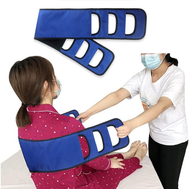 Cinturón de asistencia acolchado, utilizado para movilidad de pie y ayuda de elevación para personas discapacitadas y mayores (azul)