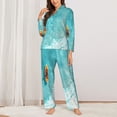thumbnail image 2 of Fuzoiu Tranquil Ocean Canoe Journey Print Women's Long-Sleeved Pajama,Lounge Button Down Nightwear,Womens Notch Collar Pajama Set-XX-Large, 2 of 7