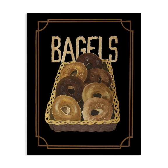 Stupell Industries Basket Of Bagels Food & Beverage Painting Gallery Wrapped Canvas Art Print Wall Art, 16 x 20