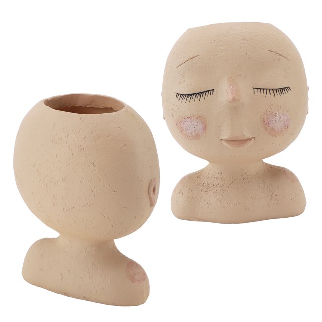 Succulent Pots, Face Planter Pot Succulent Planter Pots Mini Flower Plant Containers Resin Fade Proof Cute with Drainage Hole Head Succulent Pot for Decoration