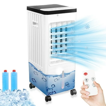 Fixartoo 70W Evaporative Movable Cooler Fan, Portable  Air Cooler w/ 10L Water Tank,3 Wind Speeds, 8h Timer Remote Control for Indoor Home Office Bedroom