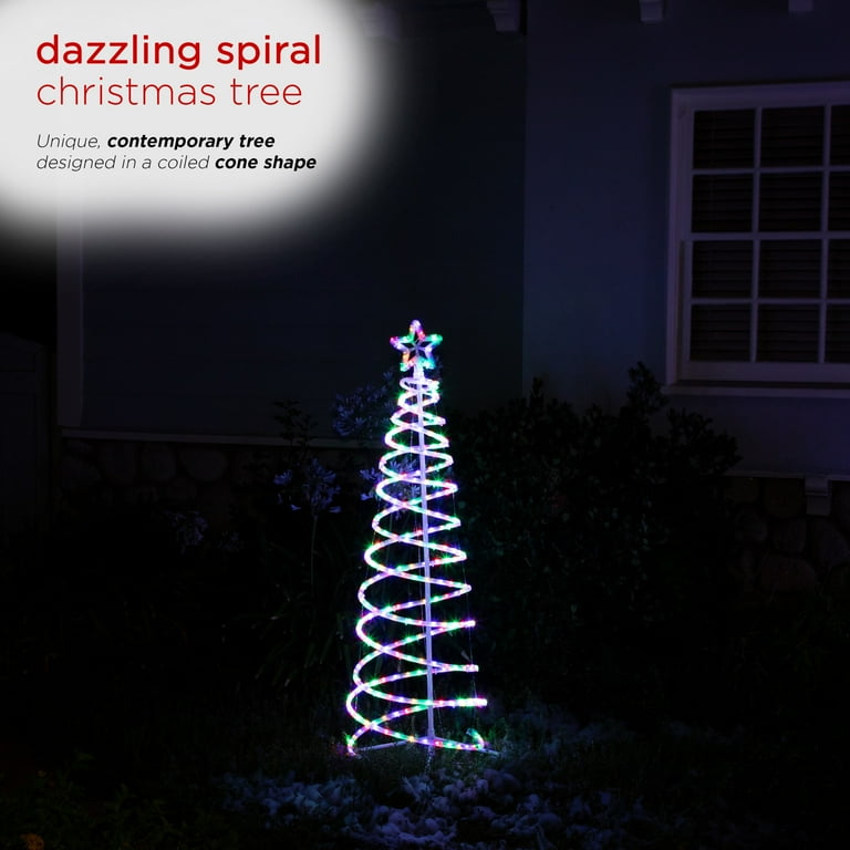 6 Green Led Lighted Outdoor Spiral Rope Light Christmas Tree Shelly