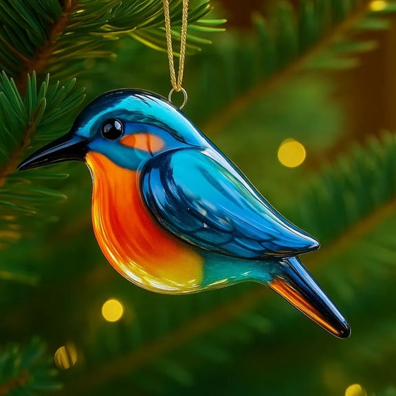 2D Flat Bird Christmas Ornament - Acrylic Winter Bird Pendant, Print Break-Proof Tree Tags Cute Stocking Stuffer for Bird Lovers