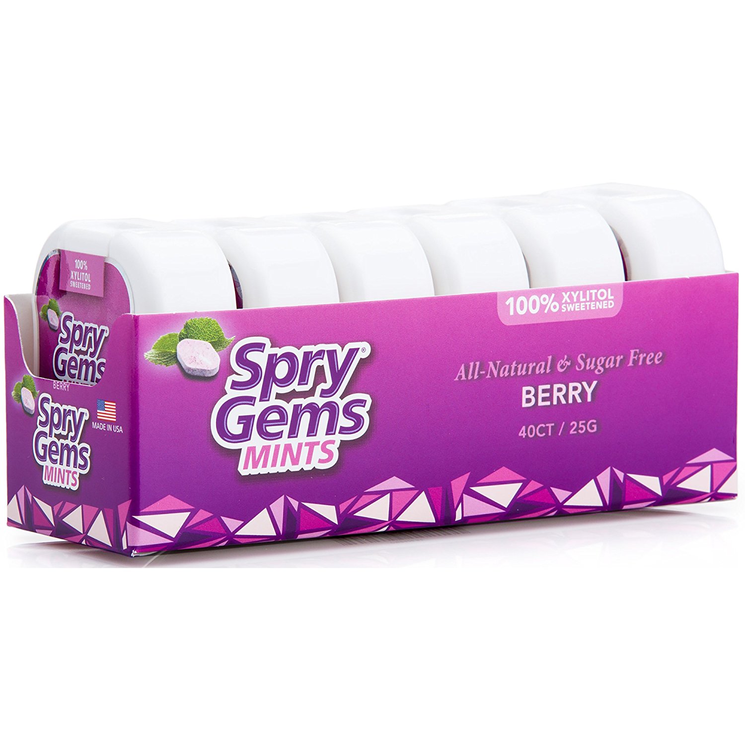 Spry Xylitol Gems Mints, Natural Berry, 40ct (6 Pack)