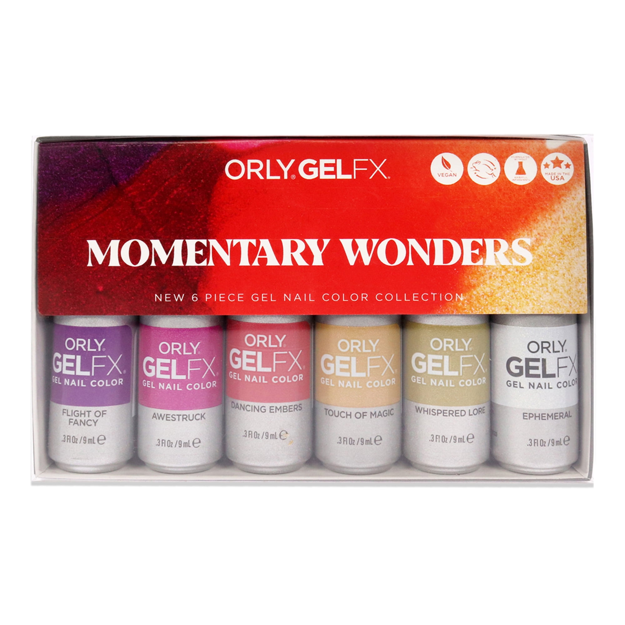 Orly Momentary Wonders Gel Fx Nail Color 6 x 0.3 oz Nail Polish - Dancing Embers, Awestruck, Ephemeral, Flight of Fancy, Touch of Magic, Whispered Lore