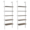 thumbnail image 1 of Gymax 2PCS 5-Tier Ladder Shelf Wood Wall Mounted Display Bookshelf Metal Frame White & Brown, 1 of 10