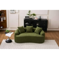 Newest Green Curved Loveseat: Compressed No Assembly, Chenille Small Sofa, 30d Sponge, Compact For Apartments, 65" L, 300lbs, 3 Pillows