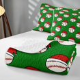 thumbnail image 4 of Manfei Cartoon Baseball Twin Quilt Set, Merry Christmas Twin Coverlet Set, Vivid Green Red, Black Reversible 2 Pieces, 1 Bedspread and 1 Pillowcase, 4 of 7