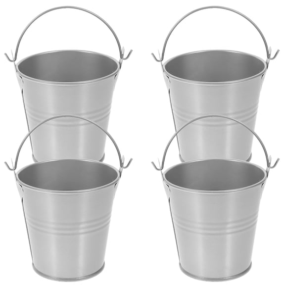 RENACLIPY Set of 4 Round Tin Flower Pots for Indoor and Outdoor Gardening, for Home Decor and Plant Display