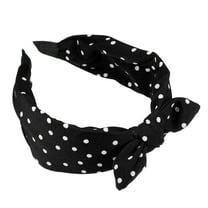 Unique Bargains 1 Pcs Hairband for Women Bowknot Headband with Bunny Ears Black 2.17 Inch Wide