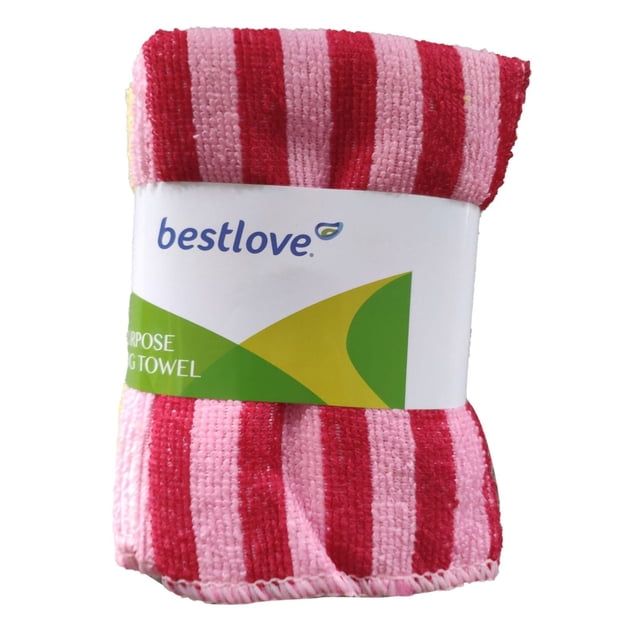 Ongmies Ultra Fine Fiber Cleaning Cloths - Double Color Striped Dishwashing & Multi-Purpose Rags Lint-Free, Absorbent Cloths for Kitchen, Bathroom & Household Cleaning
