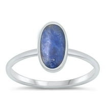 CHOOSE YOUR COLOR Blue Lapis Ring .925 Mid Modern Sterling Silver Band CZ Jewelry Female Size 4