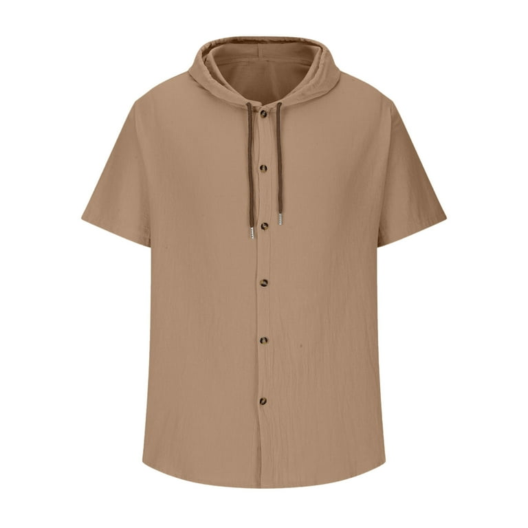 Mens Crew Neck Sweatshirt Casual Short Sleeve Linen Pullover