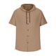 thumbnail image 5 of Camisa Elvqul para Hombre Economicas Manga Corta sin Estampado Marrón Cuello Redondo, 5 of 5