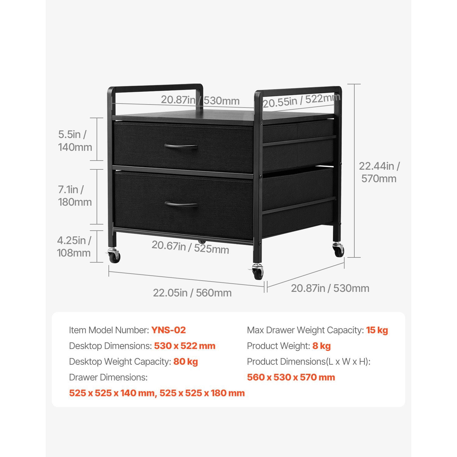 Mini Fridge Stand with Storage, 176 lb-Capacity Mini Fridge Table with 2 Drawers & 4 Swivel Wheels, Mobile Mini Fridge Shelf, Black Mini Fridge Organizer for Dorm, Apartment, Office, Bedroom